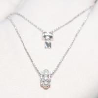 Ожерелье из пресноводных жемчуг на латунной цепочке, Латунь, с Пресноводные жемчуги, ювелирные изделия моды & Женский & со стразами, серебряный, длина:Приблизительно 45 см, продается PC