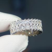 Cubic Zirconia Micro Pave Brass Finger Ring, fashion jewelry & micro pave cubic zirconia & for woman, silver color 