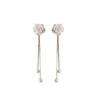 Plastic Pearl Zinc Alloy Earring, with Plastic Pearl, high quality plated, fashion jewelry & for woman, golden, 63mm 