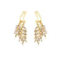Zinc Alloy Rhinestone Drop Earring, Wheat, high quality plated, fashion jewelry & for woman & with rhinestone, golden 