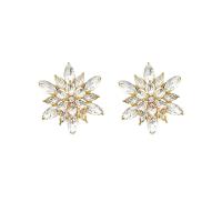 Zinc Alloy Rhinestone Stud Earring, Snowflake, gold color plated, fashion jewelry & for woman & with rhinestone 