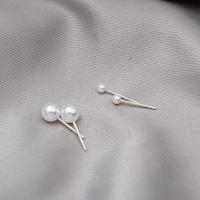 Pendiente de aleación de cinc con perlas plásticas, Joyería & diverso tamaño para la opción & para mujer, Blanco, Vendido por Par