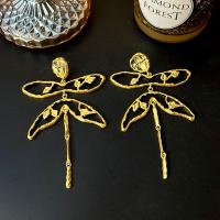 Zinc Alloy Drop Earring, Dragonfly, real gold plated, fashion jewelry & for woman & hollow, golden 