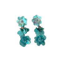 Zinc Alloy Rhinestone Drop Earring, with Sequins, fashion jewelry & for woman & with rhinestone, blue 