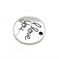 Zinc Alloy Tag Charm, Flat Round, antique silver color plated, vintage & DIY Approx 