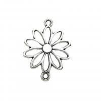 Flower Zinc Alloy Connector, Daisy, antique silver color plated, vintage & DIY & 1/1 loop & hollow Approx 