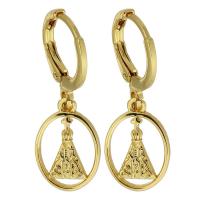 Huggie Hoop Drop Earring, Brass, gold color plated, fashion jewelry & for woman, 27mm,10*14*2mm 