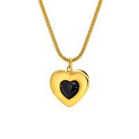 Stainless Steel Jewelry Necklace, 304 Stainless Steel, with Acrylic, with 1.97inch extender chain, Heart, Vacuum Ion Plating, fashion jewelry & for woman, golden, 13.5mm Approx 16.1 Inch 