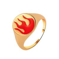 Enamel Zinc Alloy Finger Ring, gold color plated & for woman, golden 