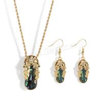 Shell Jewelry Sets, Zinc Alloy, with Abalone Shell, with 2inch extender chain, gold color plated, fashion jewelry & for woman, golden, 13*45mm,20*40mm Approx 23 Inch 