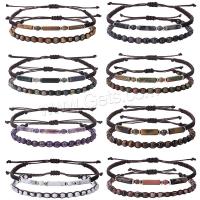 Gemstone Bracelets, Natural Stone, with Knot Cord, handmade, 2 pieces & Unisex & adjustable Approx 15-30 cm 