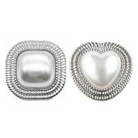 Kunststoff Perle Zink Legierung Ohrring, Zinklegierung, mit Kunststoff Perlen, plattiert, DIY & verschiedene Stile für Wahl, weiß, verkauft von PC