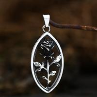 Stainless Steel Flower Pendant, 304 Stainless Steel, Rose, polished, vintage & DIY & hollow 