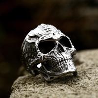 Titanium Steel Finger Ring, Skull, polished, vintage & for man, US Ring 
