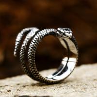 Titanium Steel Finger Ring, Snake, polished, vintage & for man, US Ring 