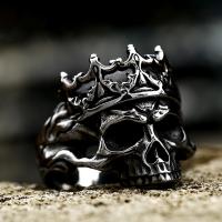 Stainless Steel Finger Ring, 304 Stainless Steel, Skull, polished, punk style & for man, US Ring 