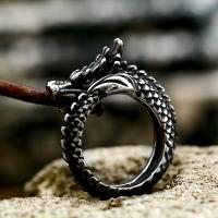 Titanium Steel Finger Ring, Dragon, polished, vintage & for man, US Ring 