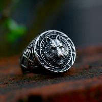Stainless Steel Finger Ring, 304 Stainless Steel, Wolf, polished, vintage & for man, US Ring 