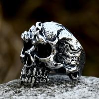 Titanium Steel Finger Ring, Skull, polished, punk style & for man, US Ring 
