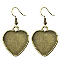 Zinc Alloy Earring Drop Component, Heart, antique bronze color plated, vintage & DIY, 20mm 