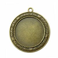Zinc Alloy Pendant Cabochon Setting, Round, antique bronze color plated, vintage & DIY, 30mm 