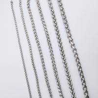 Collar de cadena de acero inoxidable, acero inoxidable 304, diverso tamaño para la opción & para hombre, plateado, 100m/Bolsa, Vendido por Bolsa