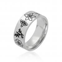 Stainless Steel Finger Ring, 304 Stainless Steel, Flower, Vacuum Ion Plating & for woman US Ring 