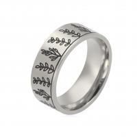 Stainless Steel Finger Ring, 304 Stainless Steel, Flower, Vacuum Ion Plating & for woman & blacken US Ring 