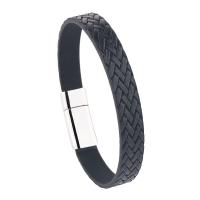PU Leather Cord Bracelets, zinc alloy magnetic clasp, plated, for man Approx 21 cm 