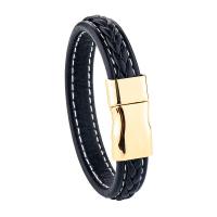 PU Leather Cord Bracelets, zinc alloy magnetic clasp, plated, for man cm 