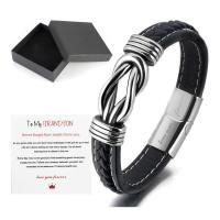 PU Leather Cord Bracelets, 316 stainless steel magnetic clasp, punk style & for man cm 