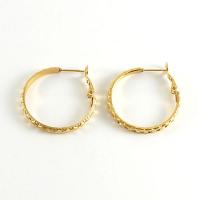 Stainless Steel Hoop Earring, 304 Stainless Steel, Donut, Vacuum Ion Plating, for woman, golden, 30mm 