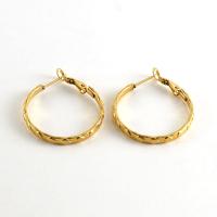 Stainless Steel Hoop Earring, 304 Stainless Steel, Donut, Vacuum Ion Plating, for woman, golden, 30mm 