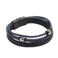 PU Leather Cord Bracelets, with 304 Stainless Steel, fashion jewelry & multilayer & Unisex Approx 21 cm 
