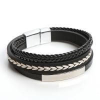 PU Leather Cord Bracelets, with 304 Stainless Steel, fashion jewelry & multilayer & Unisex Approx 21 