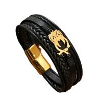 PU Leather Cord Bracelets, with 304 Stainless Steel, fashion jewelry & multilayer & Unisex Approx 21 cm 