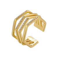 Cubic Zircon Brass Finger Ring, plated, multilayer & micro pave cubic zirconia Inner Approx 17mm 