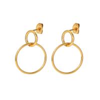 Stainless Steel Drop Earring, 304 Stainless Steel, Round, Vacuum Ion Plating, fashion jewelry, golden 