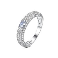Cubic Zirconia Micro Pave Brass Finger Ring, Donut, platinum color plated & micro pave cubic zirconia & for woman, platinum color, 4.4mm, US Ring 