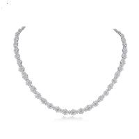 Cubic Zircon Micro Pave Brass Necklace, Flower, platinum color plated, micro pave cubic zirconia & for woman cm 