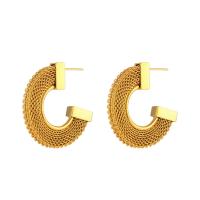 Stainless Steel Stud Earring, 304 Stainless Steel, Round, Vacuum Ion Plating, fashion jewelry, golden 