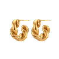 Edelstahl Stud Ohrring, 304 Edelstahl, Vakuum-Ionen-Beschichtung, Modeschmuck, goldfarben, 5.9x17.1mm, verkauft von Paar
