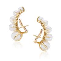 Freshwater Pearl Brass Earring, with Freshwater Pearl, 18K gold plated, fashion jewelry & for woman 