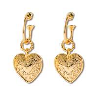 Brass Drop Earring, Heart, 18K gold plated, fashion jewelry & for woman 
