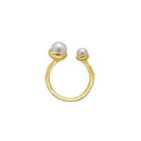 Pearl Brass Finger Ring, with Freshwater Pearl, plated, fashion jewelry & for woman US Ring 