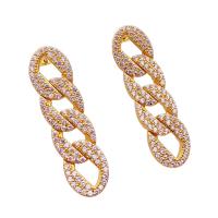 Cubic Zirconia Micro Pave Brass Earring, plated, fashion jewelry & micro pave cubic zirconia & for woman & hollow 