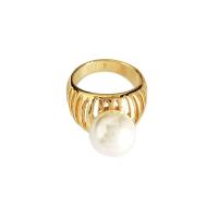 Pearl Brass Finger Ring, with Freshwater Pearl, plated, fashion jewelry & for woman 21mm, US Ring 