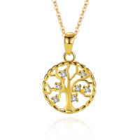 Sterling Silver Jewelry Necklace, 925 Sterling Silver, with 2inch extender chain, Tree, plated, cross chain & for woman & with rhinestone & hollow Approx 15.7 Inch 