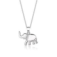Sterling Silver Rhinestone Pendants, 925 Sterling Silver, Elephant, platinum plated, cross chain & Korean style & for woman & with rhinestone Approx 17.7 Inch 