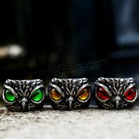 Titanium Steel Finger Ring, with Resin, Owl, polished, vintage & for man US Ring 